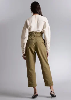 Best Cropped Paperbag Bukser Kvinder Bukser