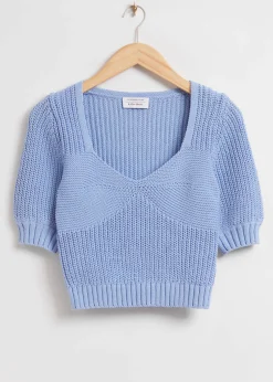 Clearance Cropped Sweetheart Bustier Knit Top Kvinder Toppe