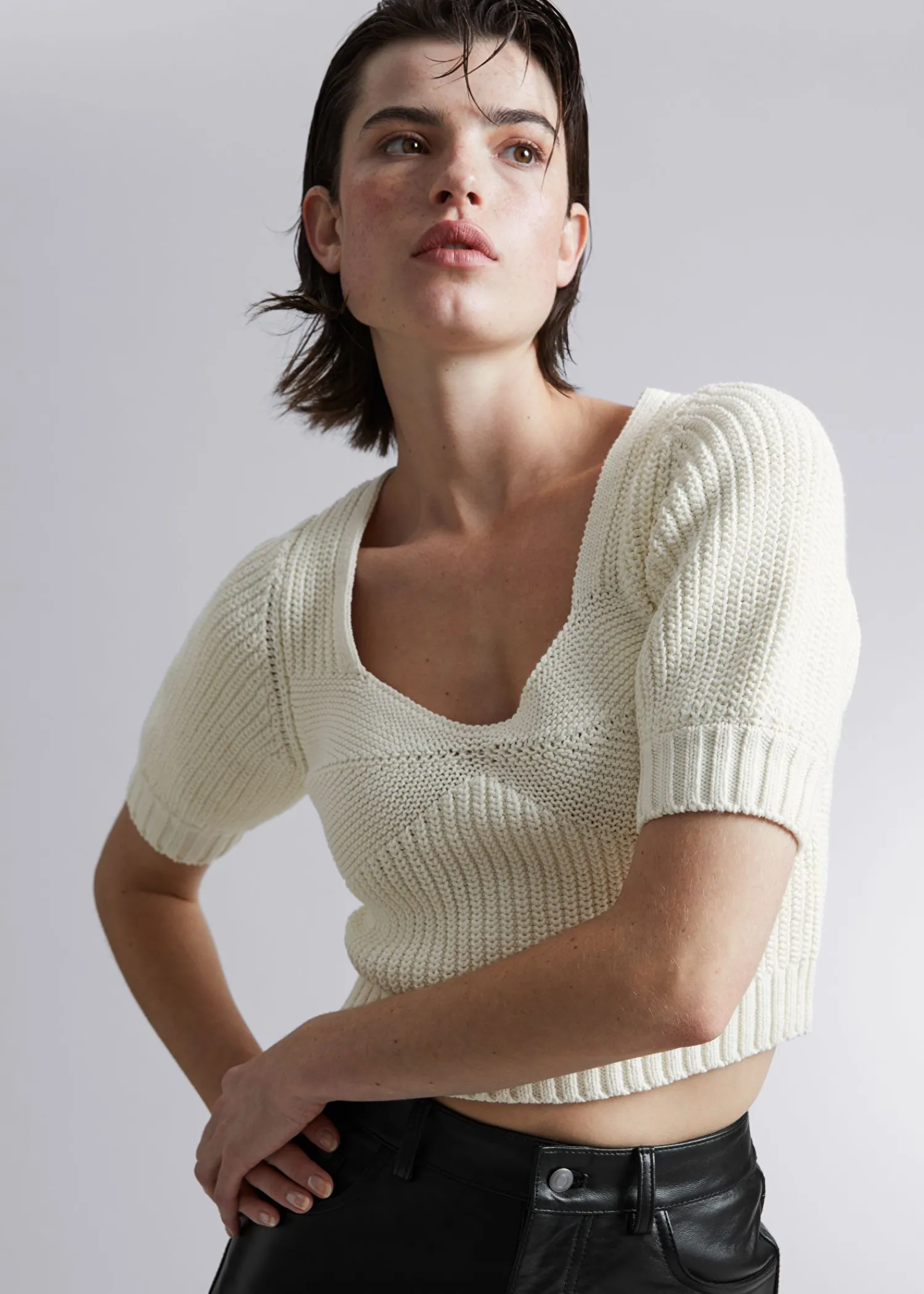 Fashion Cropped Sweetheart Bustier Knit Top Kvinder Toppe