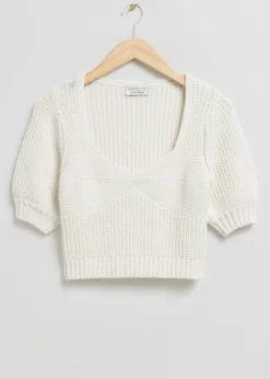 Fashion Cropped Sweetheart Bustier Knit Top Kvinder Toppe