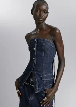 Best Denim Tube Top Kvinder Denim