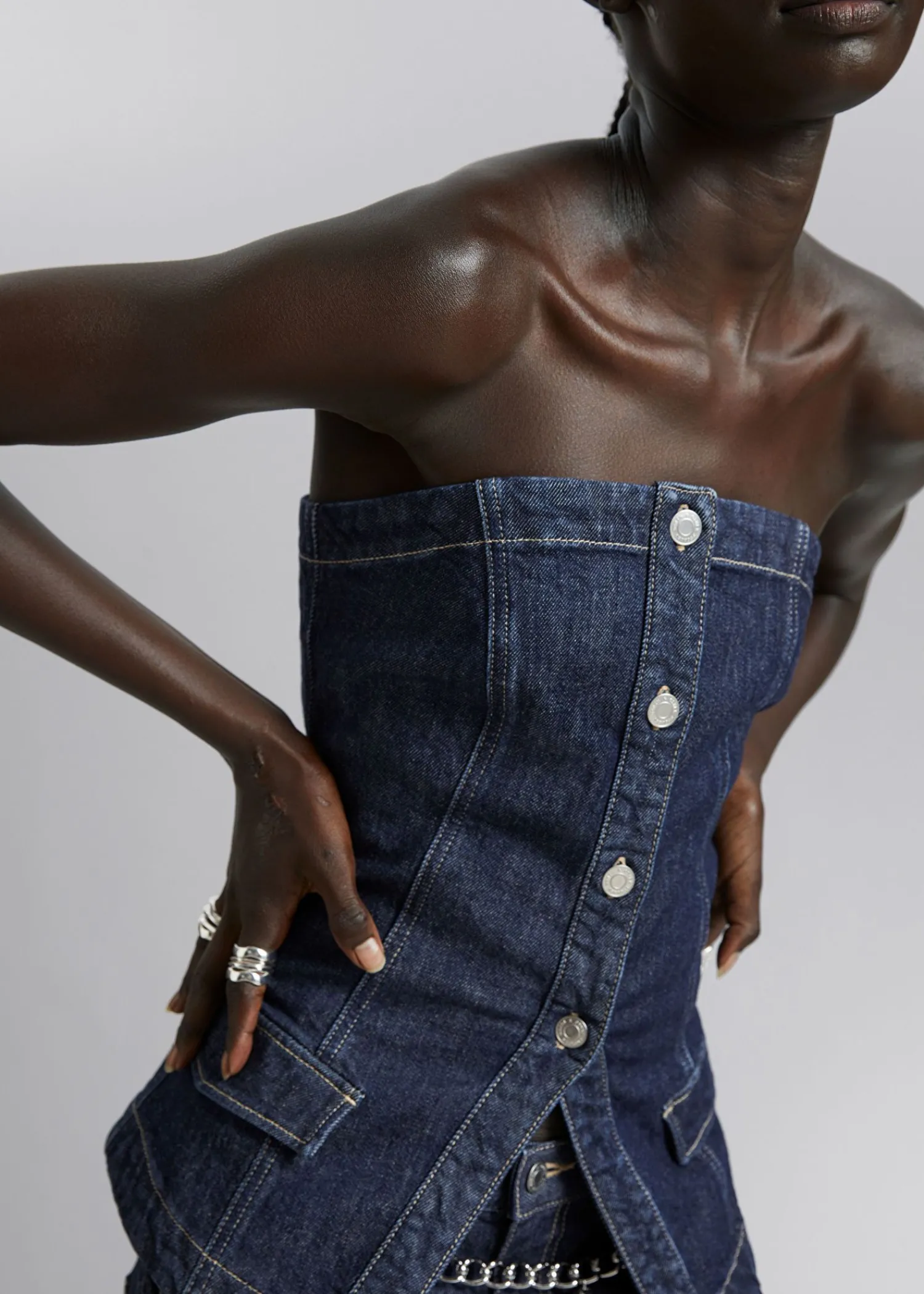 Best Denim Tube Top Kvinder Denim