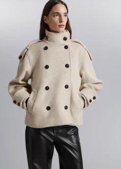 Store Dobbeltradet Uldjakke Kvinder Frakker & Jakker