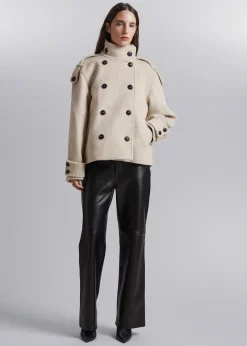 Store Dobbeltradet Uldjakke Kvinder Frakker & Jakker