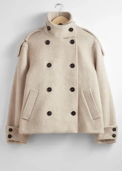 Store Dobbeltradet Uldjakke Kvinder Frakker & Jakker