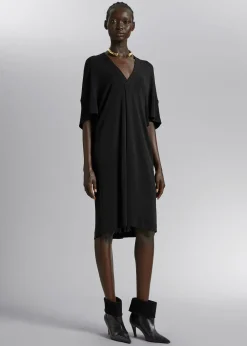 Shop Draperet Kjole Med V-Hals Kvinder Kjoler