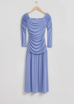 New Draperet Midikjole Kvinder Kjoler