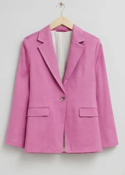 Store Enkeltradet Monteret Taljeblazer Kvinder Sæt Og Dragter