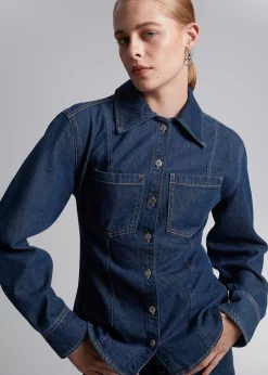 Cheap Figursyet Denimskjorte Kvinder Denim