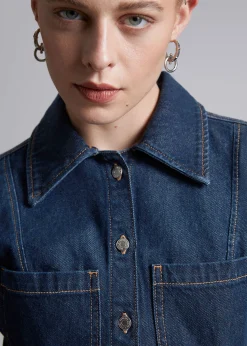 Cheap Figursyet Denimskjorte Kvinder Denim