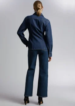 Cheap Figursyet Denimskjorte Kvinder Denim