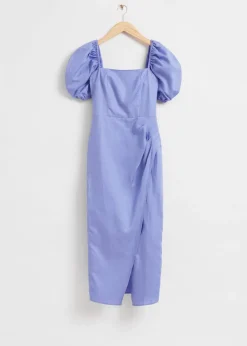 Online Figursyet Kjole Med Pufaermer Kvinder Kjoler