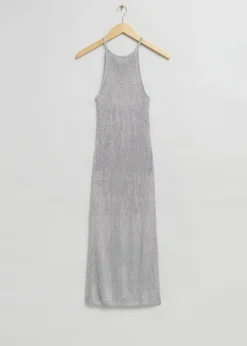 Store Figursyet Metallisk Halterneck-Kjole Kvinder Kjoler