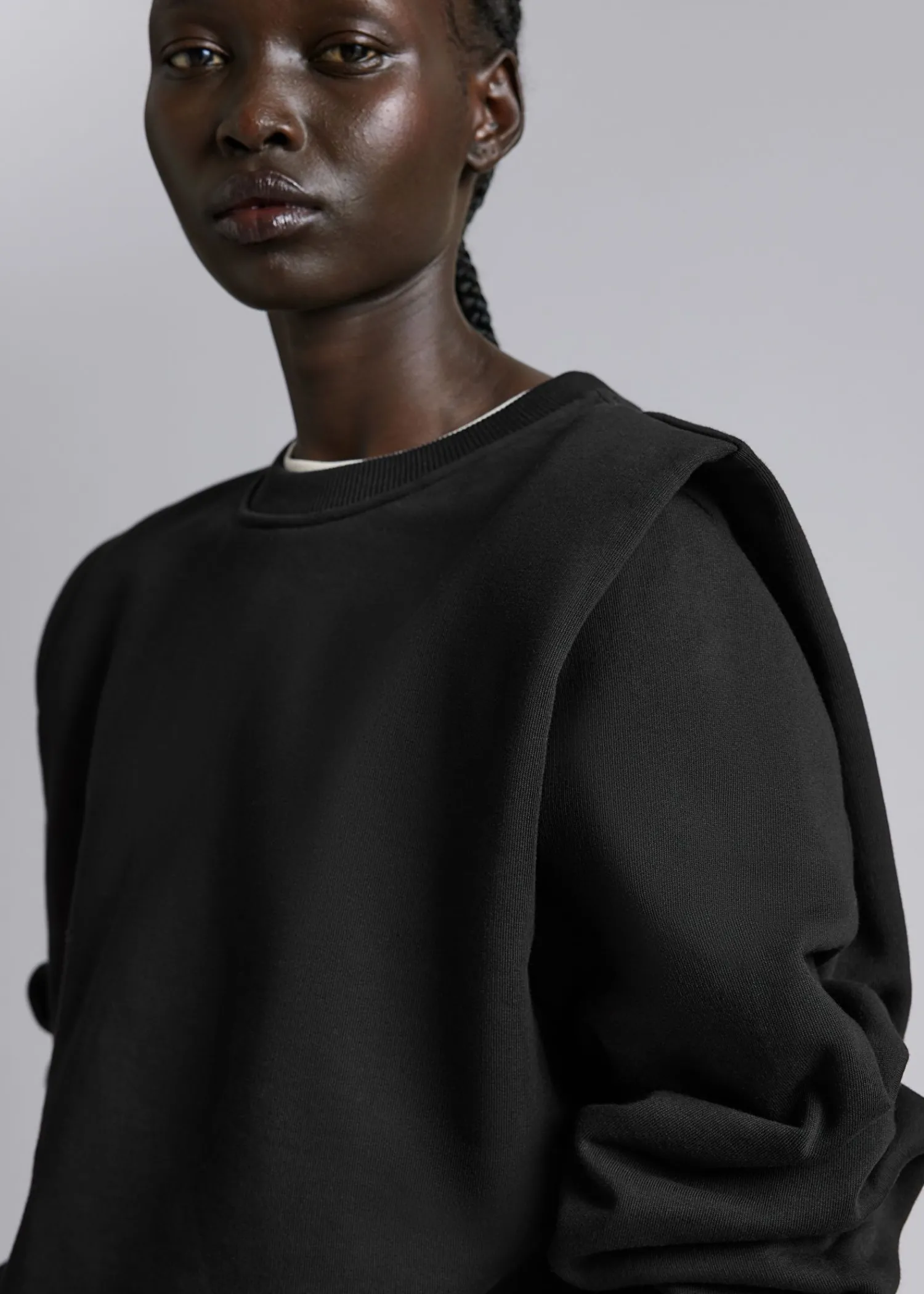 Online Fitted Plisseret-Skulder Sweatshirt Kvinder Toppe