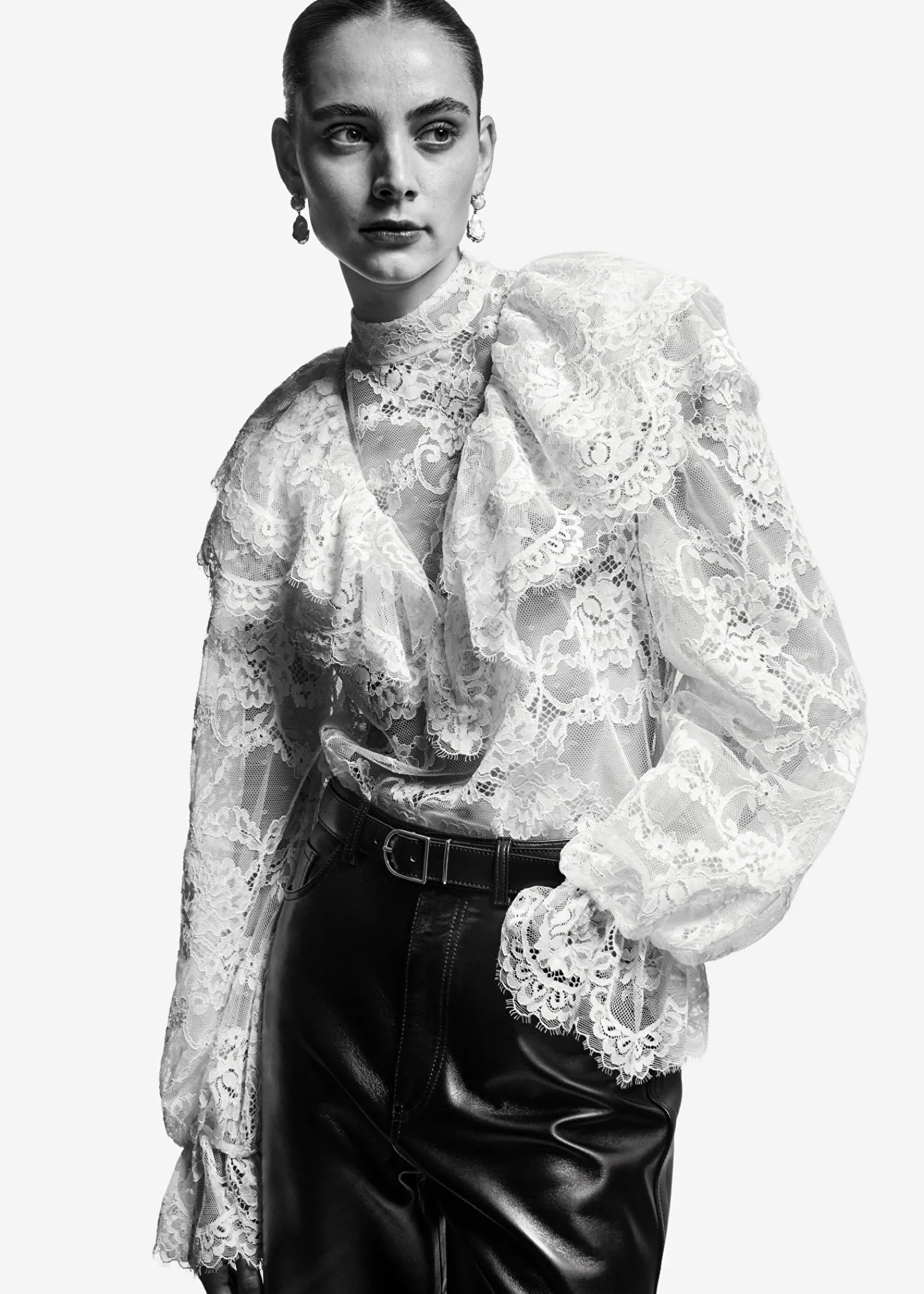 Store Flaesede Blondebluse Kvinder Bluser Og Skjorter