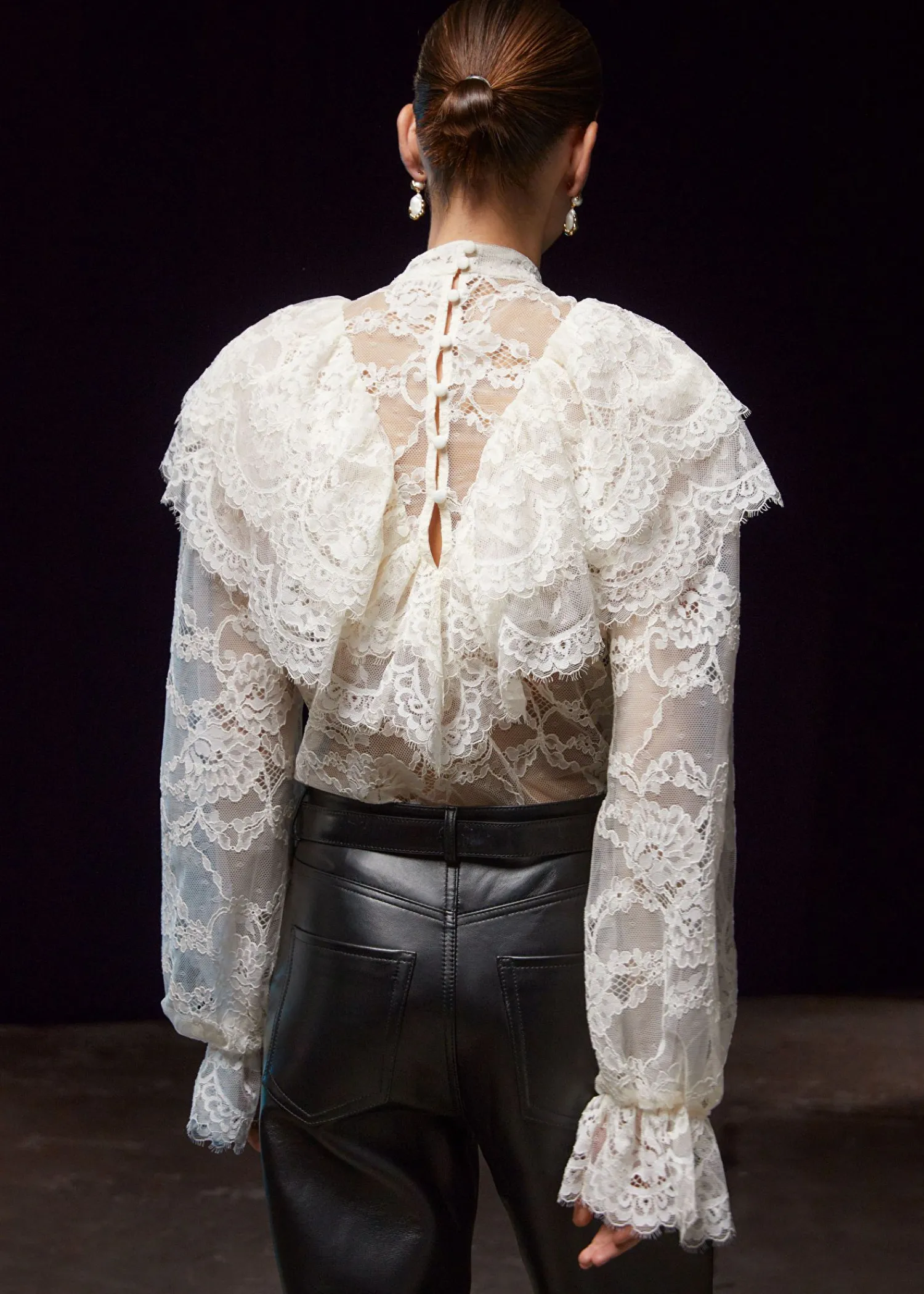 Store Flaesede Blondebluse Kvinder Bluser Og Skjorter