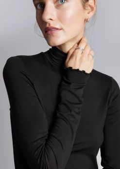 Sale Frill-Cuff Mock-Neck Top Kvinder Toppe