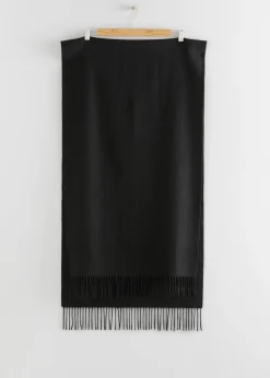 Sale Frynset Uldtorklaede Kvinder Matchende Sæt