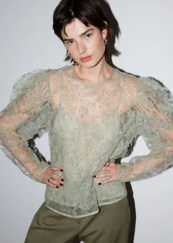 Cheap Gennemsigtig Broderet Organzabluse Kvinder Bluser Og Skjorter