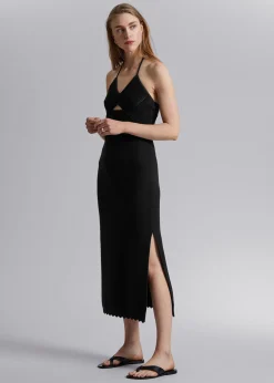 Cheap Haeklet Halterneck Midikjole Kvinder Kjoler