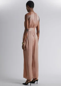 Clearance Halterneck Jumpsuit Med Baelte Kvinder Jumpsuits