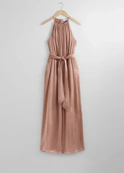 Clearance Halterneck Jumpsuit Med Baelte Kvinder Jumpsuits