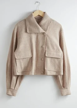 Sale Jacquard-Vaevet Bikerjakke Kvinder Frakker & Jakker