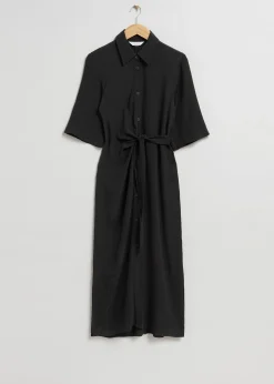 Cheap Knot Detail Skjortekjole Kvinder Kjoler