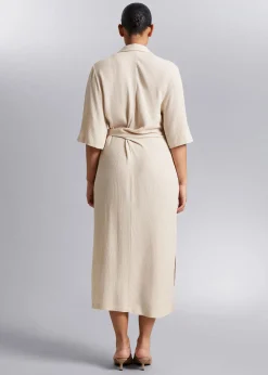 Fashion Knot Detail Skjortekjole Kvinder Kjoler