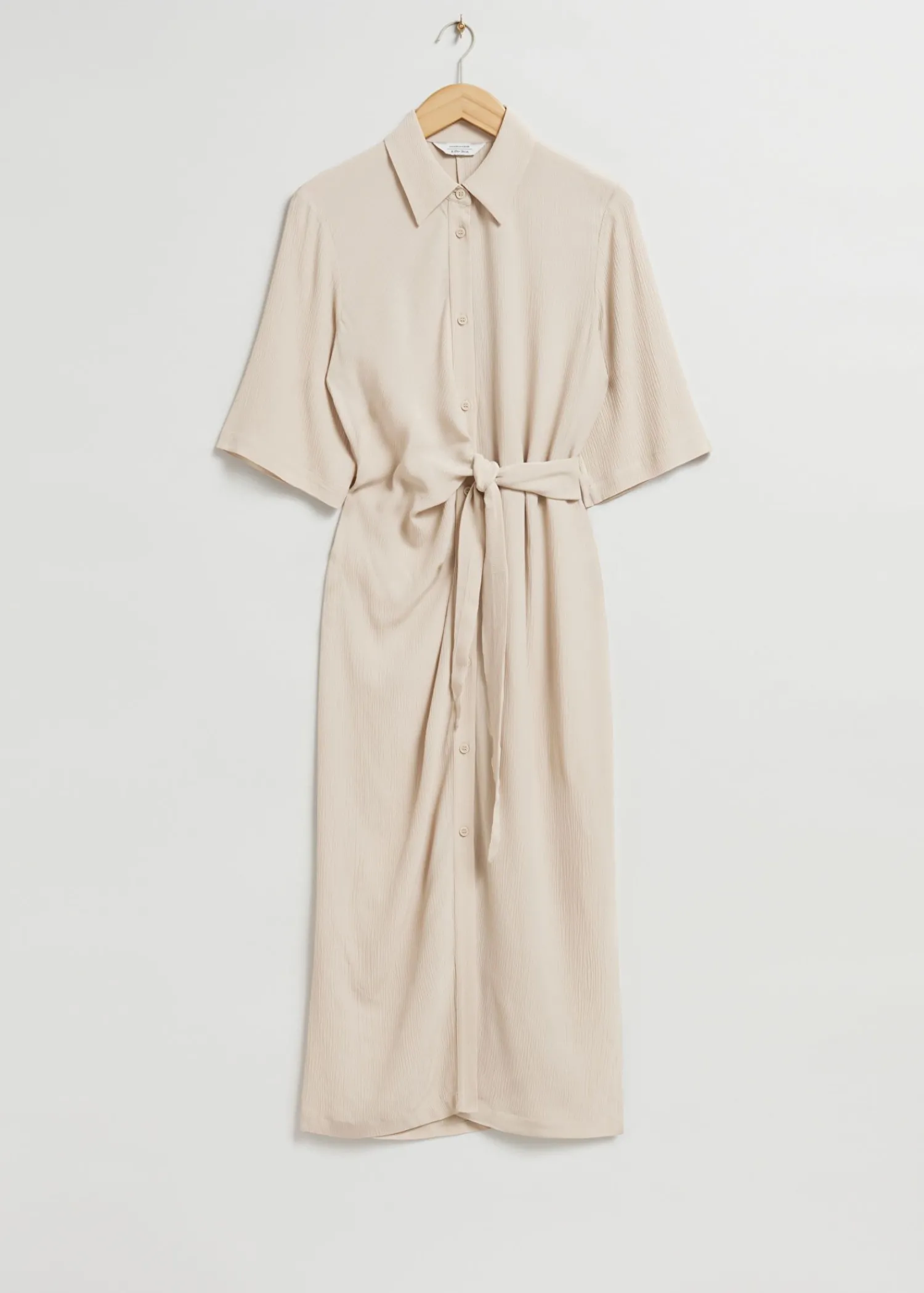 Fashion Knot Detail Skjortekjole Kvinder Kjoler