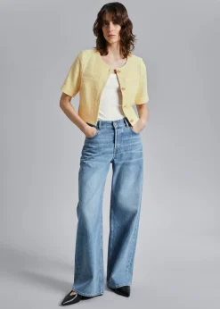 Store Kortaermet Tweed Top Kvinder Sæt Og Dragter