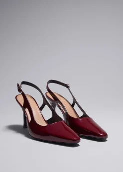 Sale Laeder Slingback Pumps Kvinder Pumper