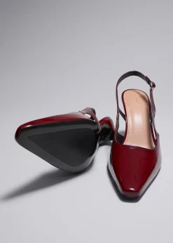 Sale Laeder Slingback Pumps Kvinder Pumper