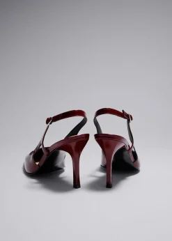 Sale Laeder Slingback Pumps Kvinder Pumper