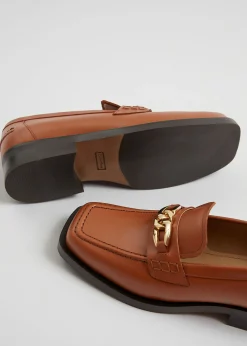 Sale Laederloafers Med Firkantet Ta Kvinder Lejligheder