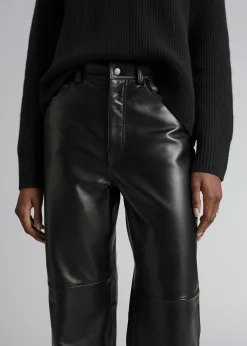 Hot Lige Laederbukser Kvinder Bukser