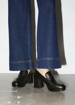 New Loafers I Laeder Med Blokhael Kvinder Pumper