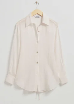 Cheap Loose-Fit Back-Tie Detail Shirt Kvinder Bluser Og Skjorter