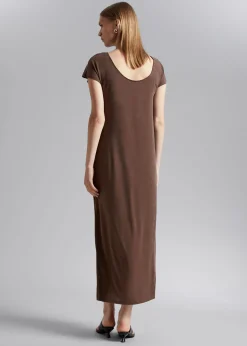 Cheap Loose-Fit Cupro Jerseykjole Kvinder Kjoler