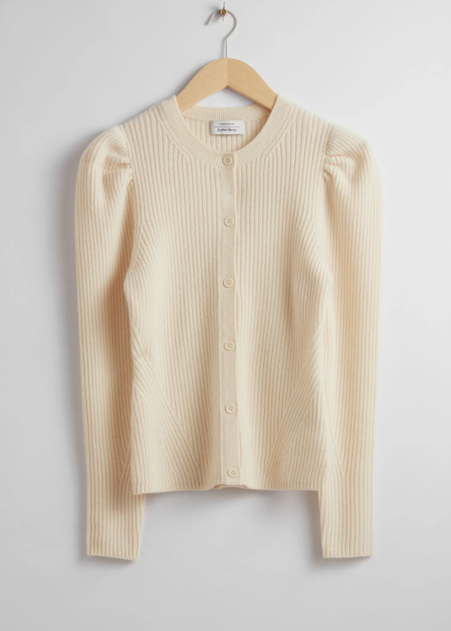 Online Merino Puffaermet Cardigan Kvinder Strik