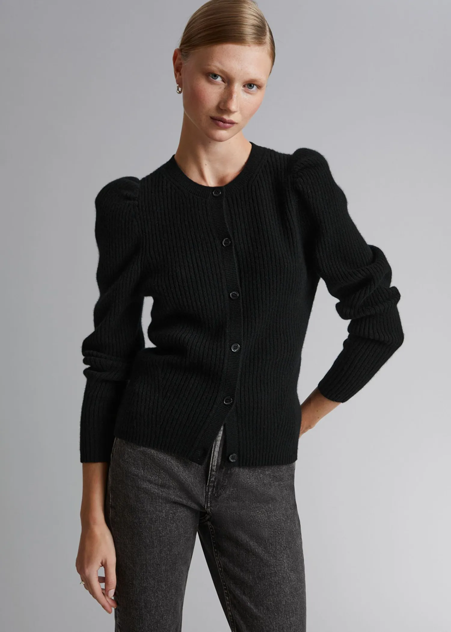 Best Sale Merino Puffaermet Cardigan Kvinder Strik