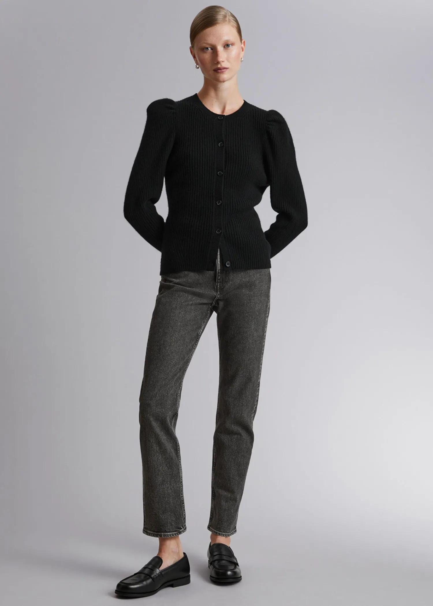 Best Sale Merino Puffaermet Cardigan Kvinder Strik