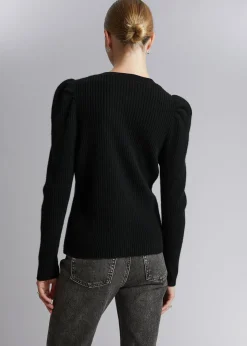 Best Sale Merino Puffaermet Cardigan Kvinder Strik