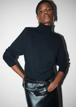 Clearance Merino Rullekrave Striktroje Kvinder Strik