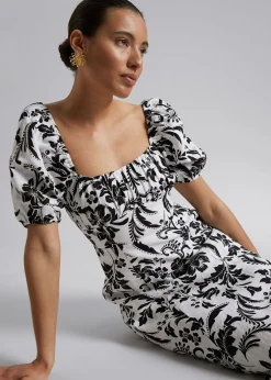 Shop Midikjole I Pufaermet Hor Kvinder Kjoler