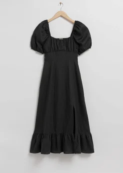 New Midikjole I Pufaermet Hor Kvinder Kjoler