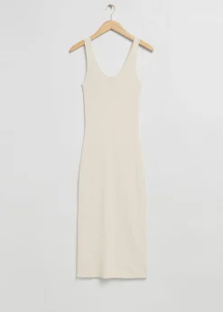 Sale Midikjole I Strikket Silkeblanding Kvinder Kjoler