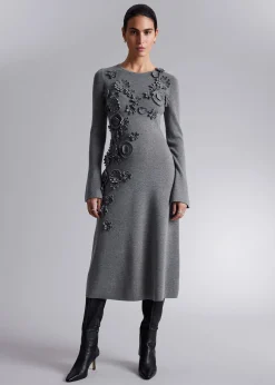 Flash Sale Midikjole Med Blomsterapplikation Kvinder Kjoler