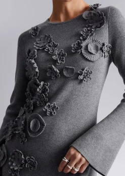 Flash Sale Midikjole Med Blomsterapplikation Kvinder Kjoler