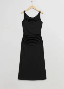 Hot Midikjole Med Draperet Halsudskaering Kvinder Kjoler